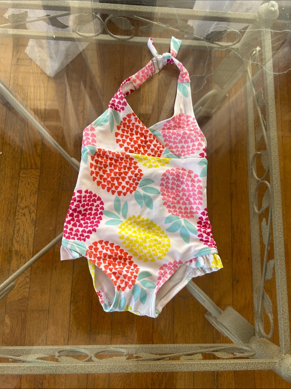 Girls' Floral Halter One-Piece Swimsuit - Pink, Yellow, Aqua 12-18 months!